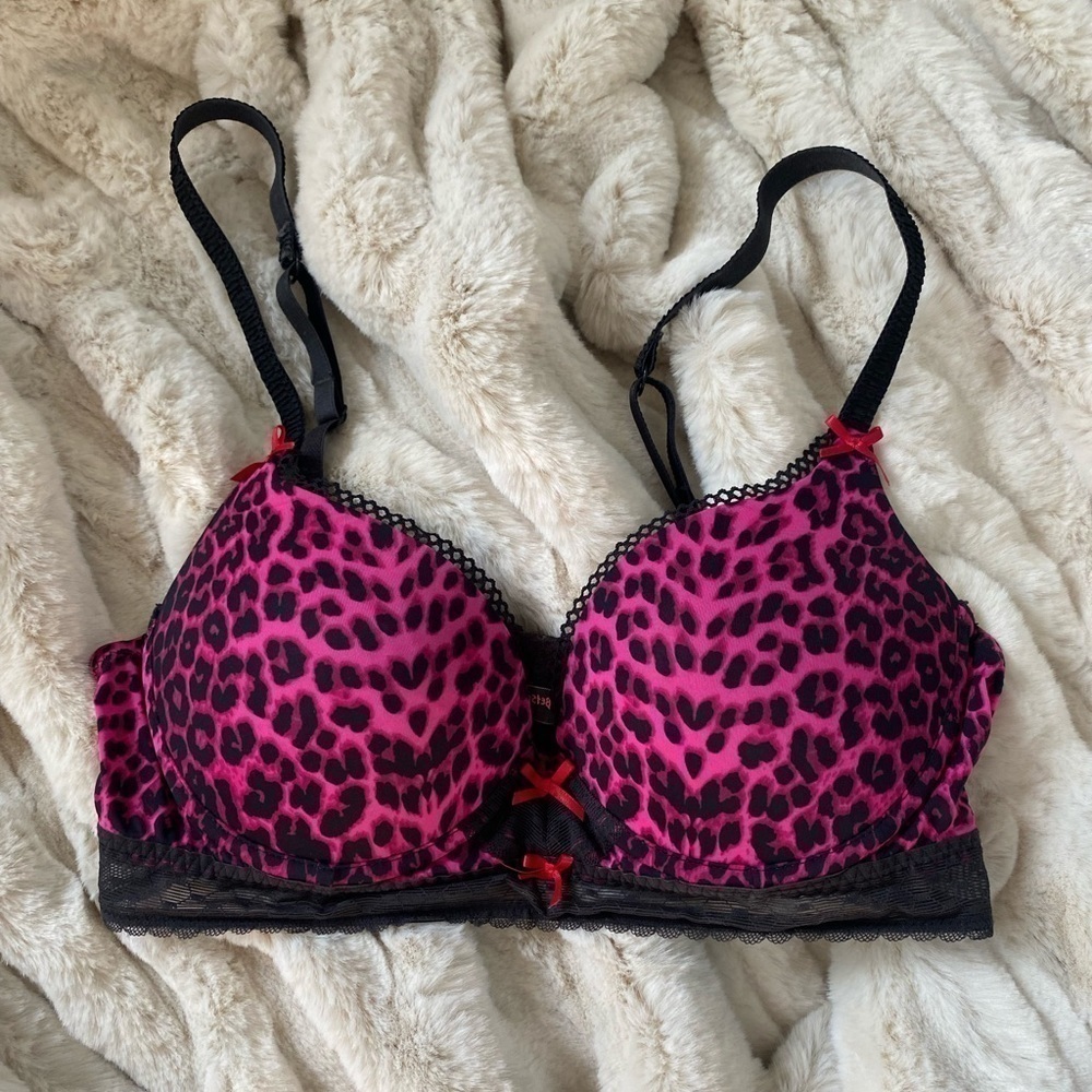 Betsy Johnson Lined Padded Animal Print Demi Bra 34B
